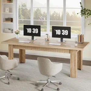 Tribesigns Extra Long Double Desk for Home Office, 79 Inch 2 Person Workstation, Modern Wooden Writing Table in Natural Oak