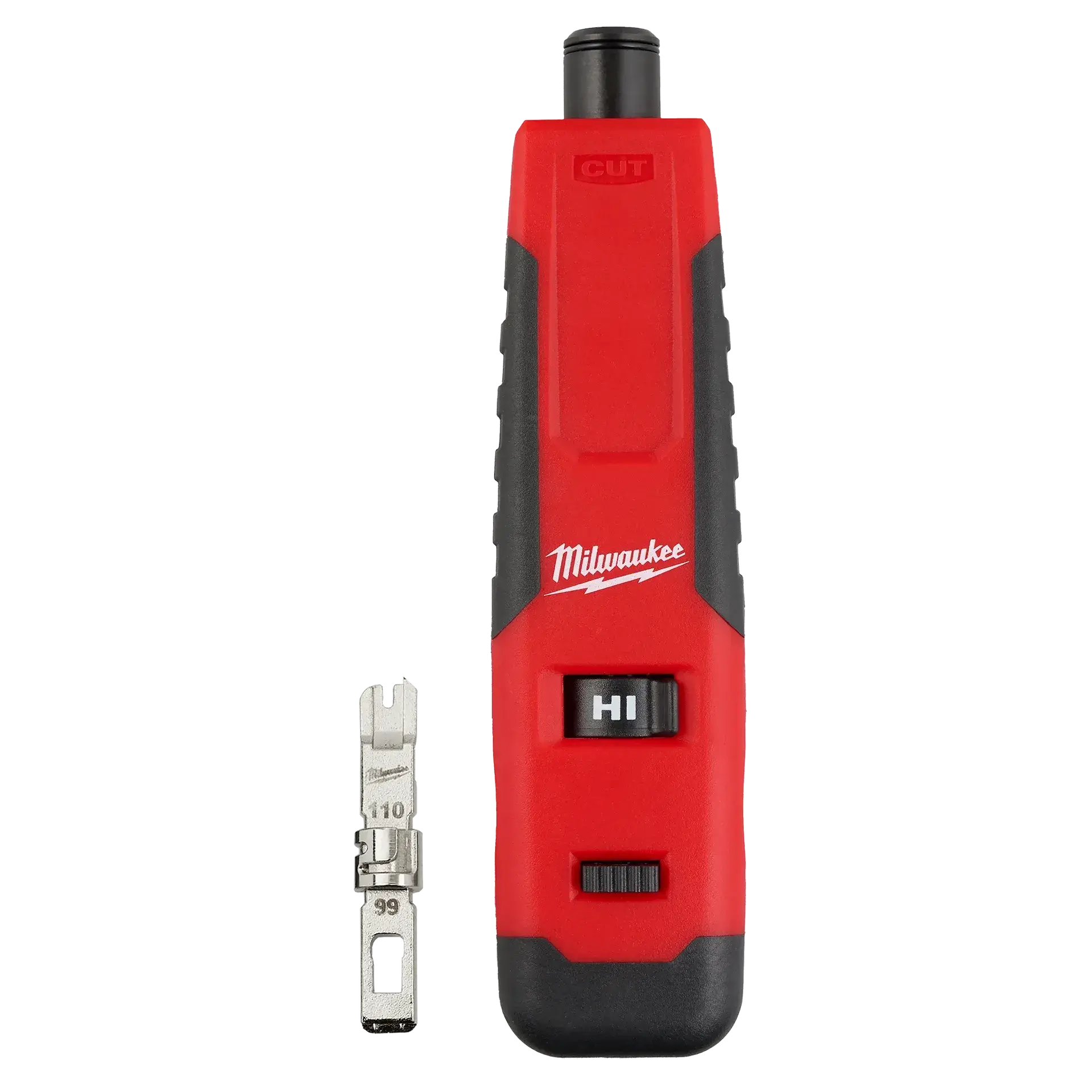 Milwaukee 48-22-2164 Impact Punchdown Tool Punchdriver - for Cabling Work, High Volume Installations, with Blade Storage Compartment, Overmolded Non-Slip Grips, Quick Release Button, Spring-Loaded Punches