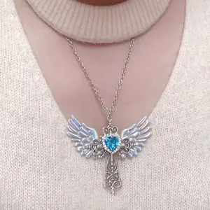 Cross with Angel Wings Choker, Y2K Unique Luxurious Gothic Pendant Necklace for Women & Christians, Great for Daily Wear & Gifting summerwins,summerwins