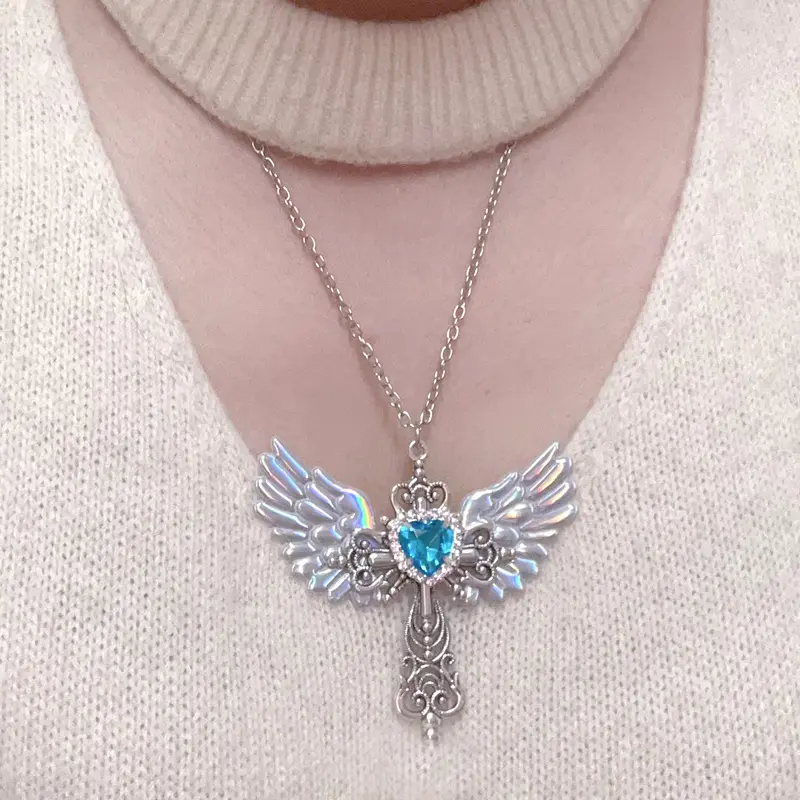 Cross with Angel Wings Choker, Y2K Unique Luxurious Gothic Pendant Necklace  Women & Christians, Great  Daily Wear & Gifting summerwins