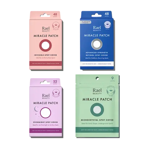 Rael Beauty Breakout Patch Kit - Advanced Strength Retinol, Hydrocolloid, Microcrystal Invisible Pimple Patches for Face with Tea Tree, Hyaluronic Acid-Infused Acne Repair & Blemish Treatments