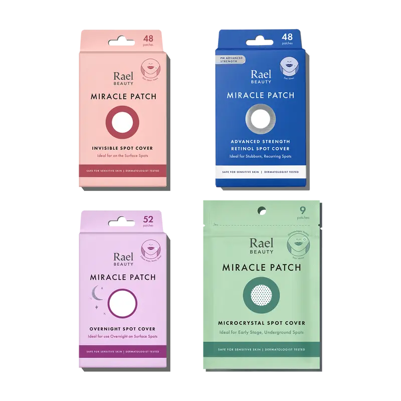 Rael Beauty Breakout Patch Kit - Advanced Strength Retinol, Hydrocolloid, Microcrystal Invisible Pimple Patches for Face with Tea Tree, Hyaluronic Acid-Infused Acne Repair & Blemish Treatments