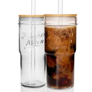 24oz Mason Jar Inspired Glass Cups with Lids and Straws-for Car Cup Holders,Travel Coffee Mugs, Cute Tumblers,Valentines Day Gifts Classic Drinkware