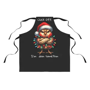 Funny Grumpy Holiday Chicken Apron, Sarcastic Kitchen Cooking Apron, Christmas Gift, Thanksgiving Cooking Apron, BBQ Apron Print Strap