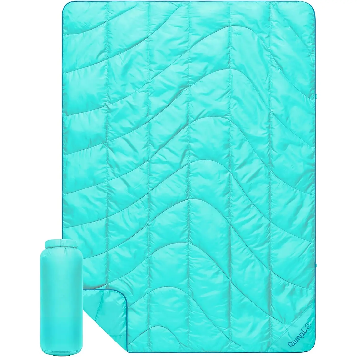 Travel Puffy Blanket, Ultra-Packable Travel-Size Warmth and Comfort, Seafoam
