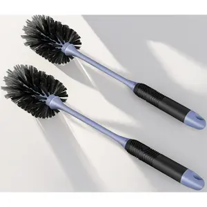 2-Pack Long Handle Bottle Brush with Flexible Head - Reusable Scrubber for Water Bottles, Mugs, Thermos, and Narrow Jars. Deep Cleans Hard-to-Reach Spots
