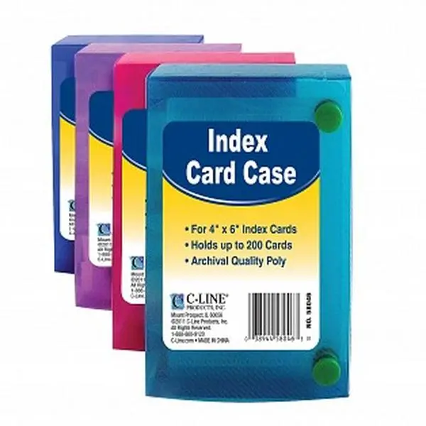 C-Line Products Polypropylene Index Card Case, Assorted Office Organizer for 4x6 in. Acid-Free Card Storage