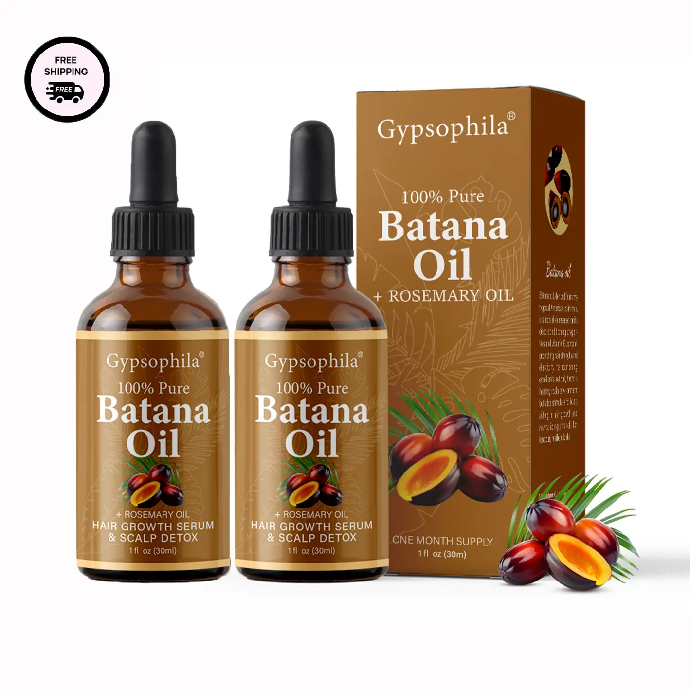 Gypsophila Batana Oil with Rosemary for Hair Growth - Nourish & Detox Scalp, Reduce Hair Loss, Strengthen & Promote Healthy Hair for Men & Women Organic Batana Oil(30mL) natural shampoo