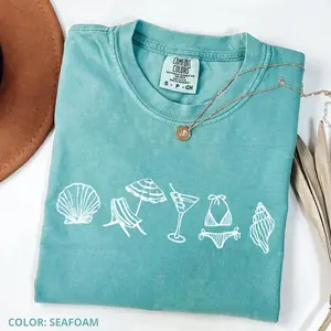 Coastal Summer Beach Comfort Colors T-Shirt, Retro Vacation Graphic Tee, Cute Beach Trip Shirt, Trendy Summer Holiday Comfort Colors Tee