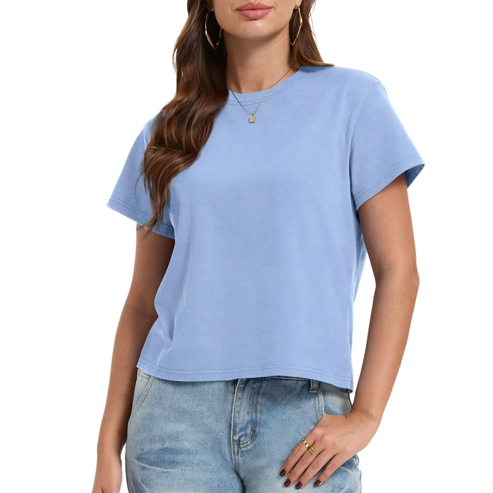【3 FOR LESS】 FAIABLE Heavyweight Cotton T Shirt Vintage Washed Relaxed Fit Crewneck Tee Casual Short Sleeve Basic Tops Premium Thick Soft Summer Tshirt Trendy Everyday Essential