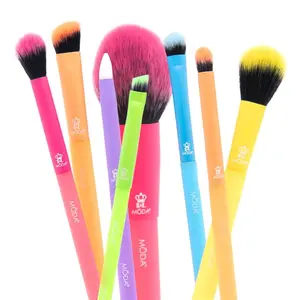 Brush Totally Electric Full Face 8pc Makeup Brush Kit - Professional Neon Synthetic Brushes for Flawless Application