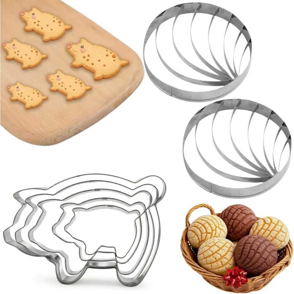 7 piece Stainless Steel Mexican Bread Mold Shaped Cake Ring Mold Concha Stamp & Mexican Bread Mold for Pan Dulce Mexicano Cortadora De Pan