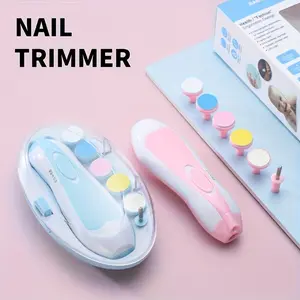 7-In-1 Baby Electrical Nail Trimmer With Portable Case, Nail Clipper Set With 5 More Heads And LED Light, Newborn Nail Polishing Tool Set, Grooming Kit, Suitable For Adults Also-Put In 2-AA Batteries Before Use( No Batteries Included)
