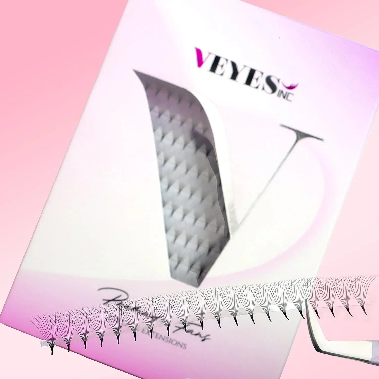 Veyes 10D Plus Tray Promade Eyelash Fans, Cosmetic Eyelash Extensions for Makeup Applications, Eyelashes Extensions, Tray Set, Cosmetic Eyelash Fans