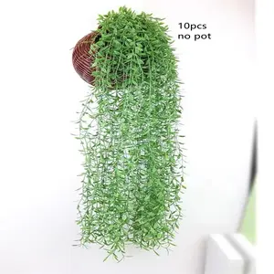 10 Piece Garden Plant Pots and Vine, Realistic Willow Flower, Artificial Hanging Flower, Indoor Outdoor Decor, UV Resistant, Home Kitchen Wall Hanging, Plastic Simulation Leaves