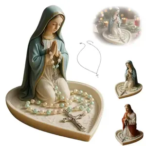 Virgin Mary Jewelry Holder, Saint Mother Statue Decoration, Perfect for Holidays, Office, Home Decor, Elegant Gift Idea