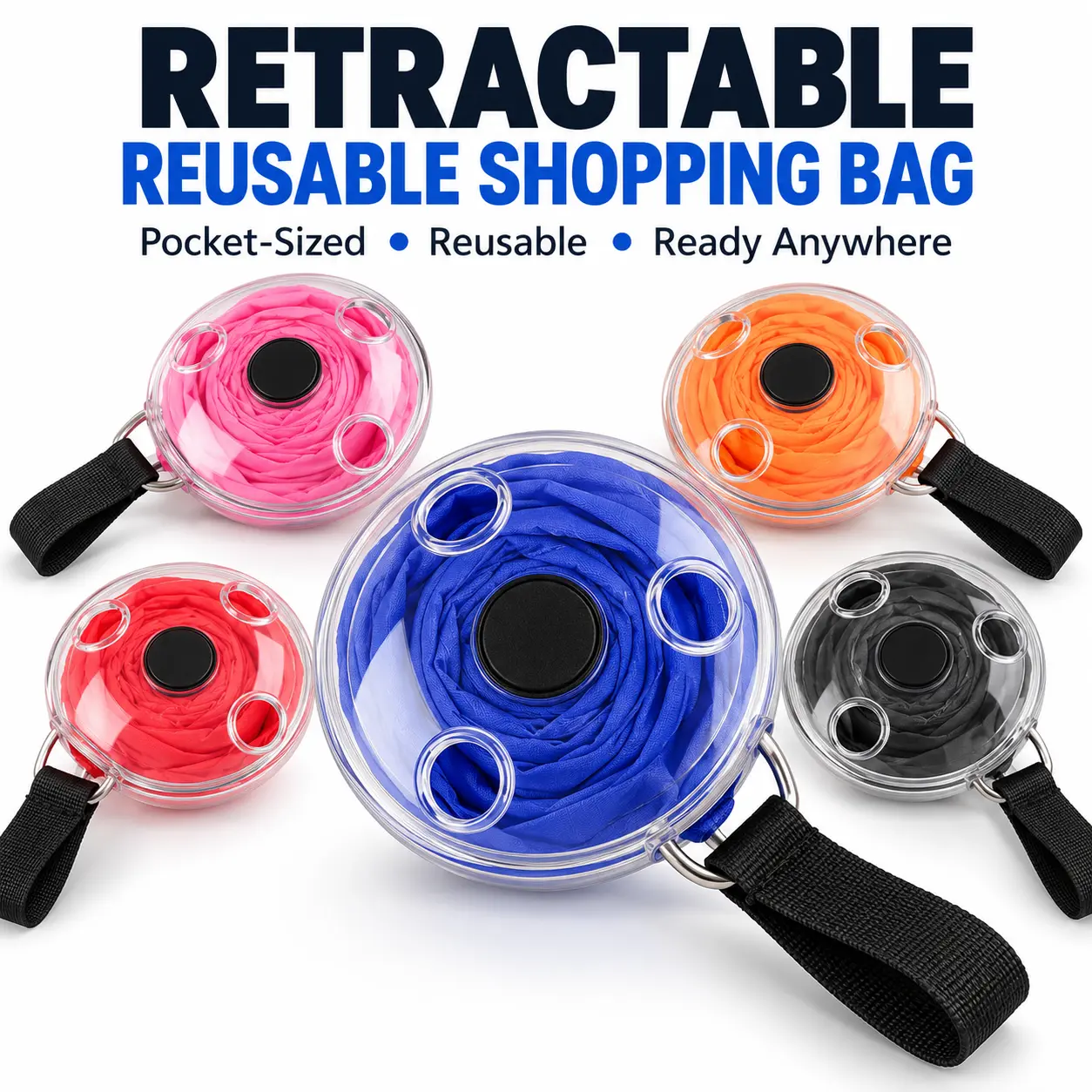Foldable Reusable Shopping Bag with Storage Box, Hanging Hook, Compact Design for Everyday Office & Gift Use