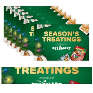 Custom-made seven-piece Christmas table mat set PetSmart Seasons Treatings Promotion Featuring Purina Pet Food And Holiday Gifts
