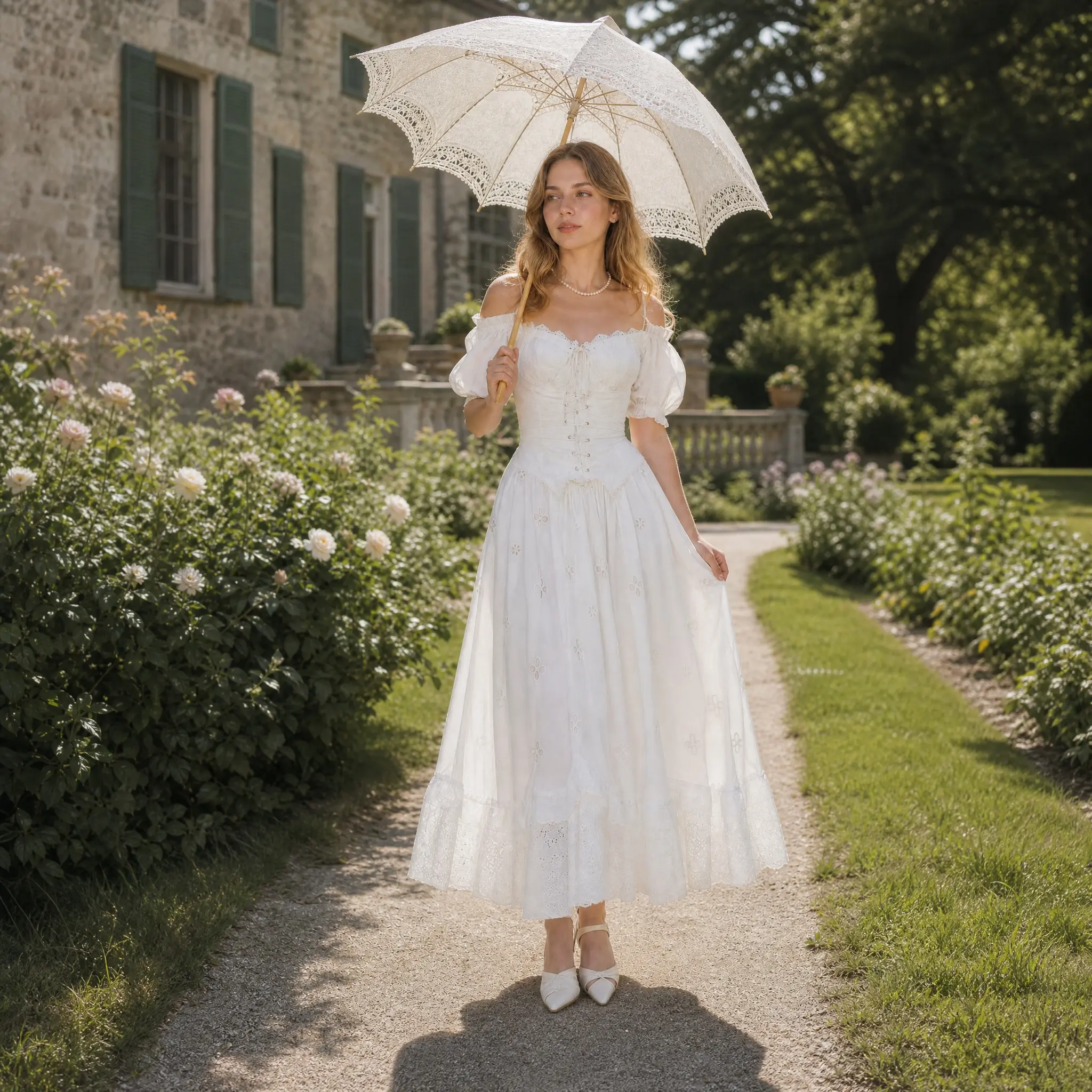 Lily of the Valley Corset Dress-LuminaVenus Dresses Summer Graduation Long Dress Vintage Cottagecore Prom Wedding Guest dress White Dress Puff Sleeve Corset Birthday Party Dress  Retro Outfit Slim-fit Casual Basic Cute Formal Women Faux Woven Maxi dress
