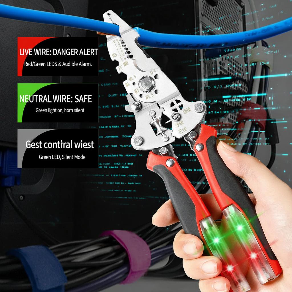 18-in-1 Multi-Functional Wire Stripper and Pliers, Foldable & Detachable, with Voltage Tester and Screwdriver Tips, Extended Handle for Easy Cutting, Stripping, and Pulling – Perfect for Home and Work Use
