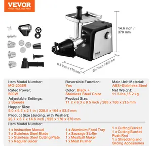 VEVOR Electric Tomato Strainer, 500W Tomato Sauce Maker Machine, 4.9 LBS/Min Food Strainer and Sauce Maker, Pure Copper Motor Food Mill with Reverse Function for Tomato Strawberry Blueberry Sauce