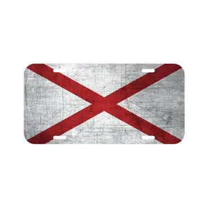 Alabama State Flag Vehicle License Plate Auto Car Montgomery USA Vintage Sign 1
