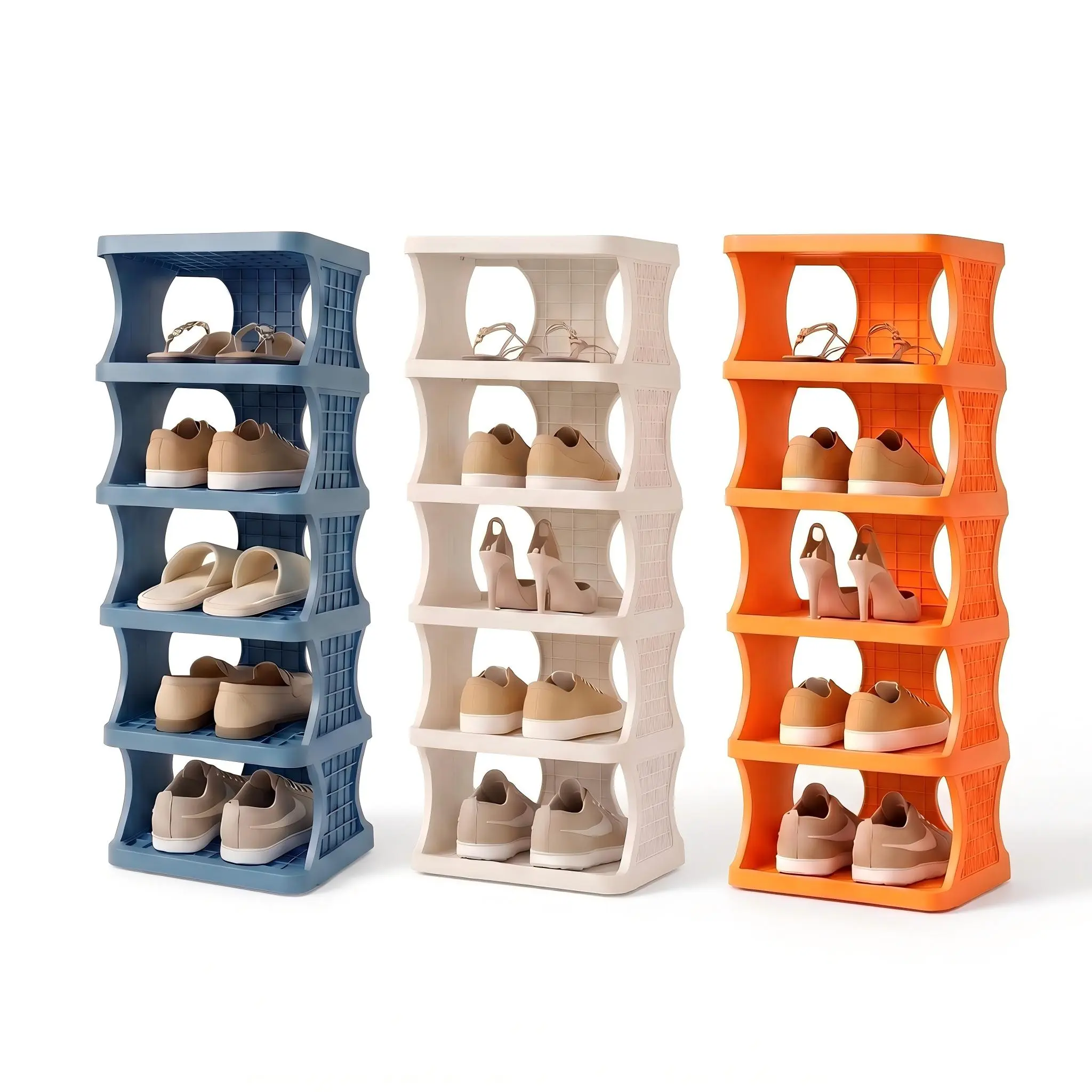 Stackable Space-Saving Shoe Rack Organizer, No-Tools Easy Assembly Home Storage Holder for Dorms, Small Apartments