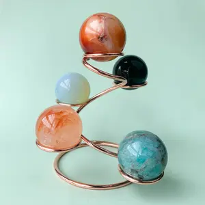 1pc Crystal Ball Metal Base, 5 Heads Display Stand - Crystal Ball Display Bracket Decoration - For Home Room Living Room Office Decor - Perfect Gift for Christmas, Valentine's Day & New Year Organiser Rose Golden