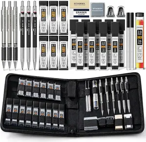 STAGEEK Drawing Pencil Set with Canvas Bag 30 Count, Mechanical Pencils 0.5, 0.7, 0.9MM & 3PCS 2MM Sketch Pencils with 464PCS Lead Refills (6B 4B 2B HB 2H 4H Color) for Artist Drafting Drawing