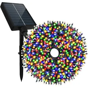 164Ft 500 LED Solar Christmas Lights Outdoor  with Remote Timer, 8 Modes Solar  Fairy String Lights for Christmas Tree Wedding Party Holiday Outdoor Indoor Decor (Multi-Color)