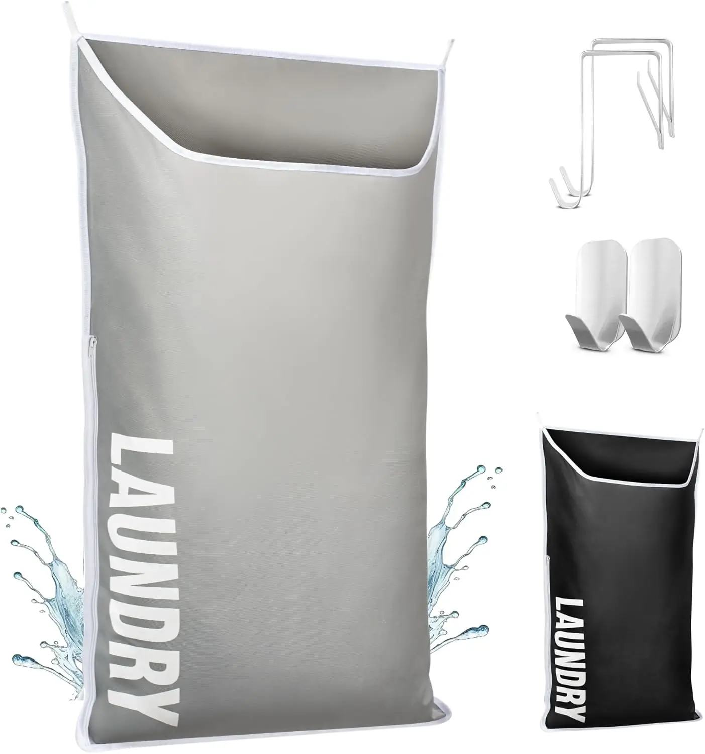 Hanging Laundry Hamper Bag XL 40x22", Space Saving over the Door Storage Bags, Behind the Door Hampers for Dirty Clothes & Wall Mounted Basket for Bathroom, Organizer for Small Room Spaces RV