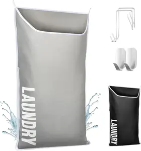 Hanging Laundry Hamper Bag XL 40x22", Space Saving over the Door Storage Bags, Behind the Door Hampers for Dirty Clothes & Wall Mounted Basket for Bathroom, Organizer for Small Room Spaces RV