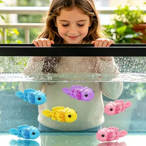 4pcs Induction-Activated LED Light-Up Swimming Robot Clown Fish Bath Toy Set, Waterproof Interactive Slow-Swaying Electronic Toy for Baby Toddlers' Bath Time