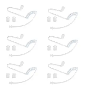 6Pcs Clear Acoustic Coil Tube Replacement for Walkie Talkie Headset with 12 Replaceable placement Earbuds, Compatible with Motorola, Baofeng, Kenwood, Retevis, Midland,Icom and Other 2-Way Radios  for Security, Police and Law Enforcement Use
