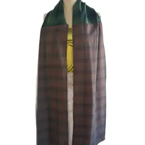 Rivka Green & Brown Plaid Wool Scarf - Handmade from Pendleton Remnants for Cozy Winter Style
