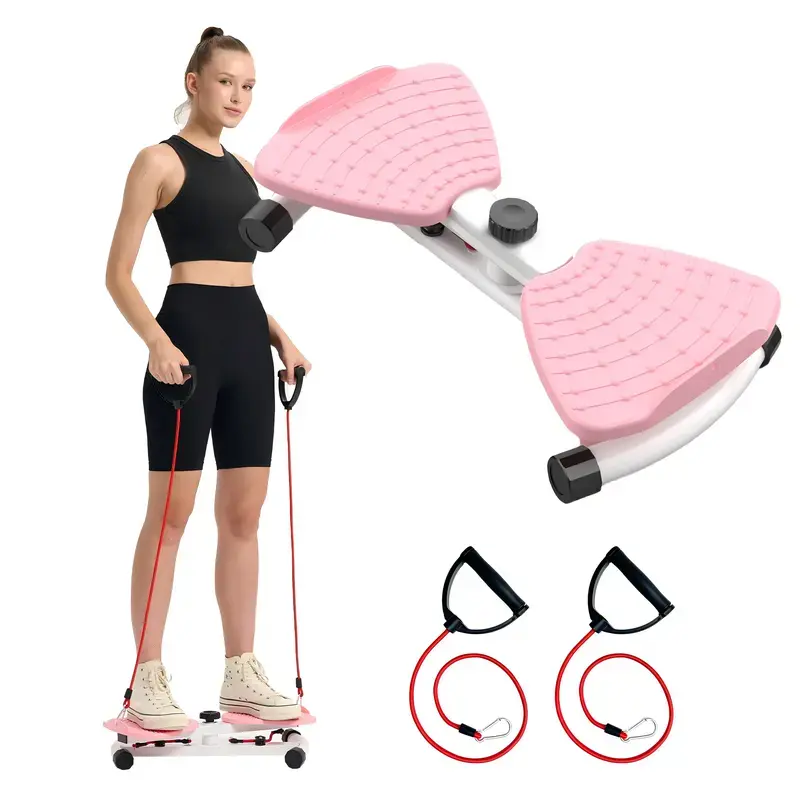 Women's Twist Board Steppers - Resistance Band Assisted Abdominal Exercise Steppers, 300lbs Capacity, Silent Operation, Non-Slip Surface, Adjustable Design, Compact Home Indoor Fitness Equipment, Resistance Band Assisted Steppers
