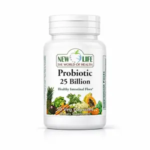 New Life Probiotic 25 Billion, Lactobacillus Acidophilus, 50 Veg Capsules for Digestive Health Dietary Supplement