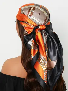 New Luxury Printed Silk Scarf, 35.4 Inch Travel Shawl, Fashionable 90x90 Cm Square Towel, Women's Outdoor Wrap, All Seasons Use