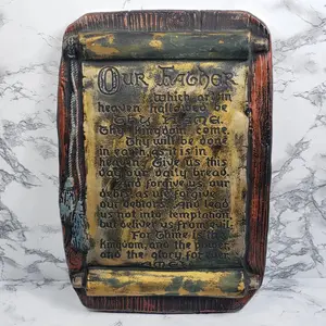 Lords Prayer Chalkware Wall Hanging Vintage