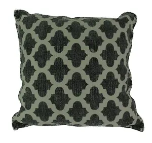 Charcoal Gray Moroccan Quatrefoil Design Cotton Dhurrie Pillow 20 Inch
