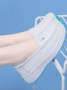 Women's Solid Color Non-slip Soft Sole Slip on Work Shoes, Casual Comfortable Nurse Shoes, Lightweight Breathable Anti-static Shoes for Daily Wear, Girl