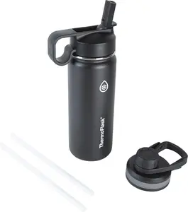 ThermoFlask 18 oz Cobalt Vacuum Insulated Stainless Steel Water Bottle with Spout and Straw Lids - Tumbler, Drinkware