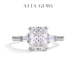 3.0CT Radiant Cut Synthetic Moissanite ring D Color VVS1  Anniversary  Engagement Gift Wedding Band R147