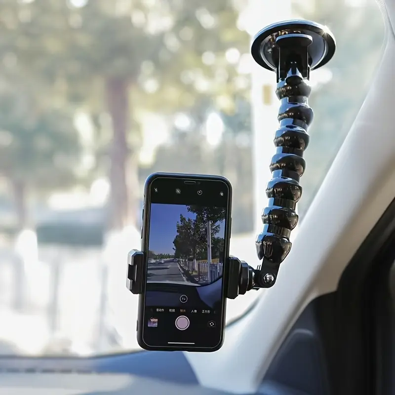 1 Piece Silicone Car Phone Holder, Suitable for Dashboard and Window - Adjustable Suction Cup Mount with Flexible Arm, Suitable for Smartphones, Safety First First-Person View Shooting Mount, Flexible Phone Grip | Minimalist Design | Silicone structure