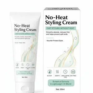 No-Heat Styling Cream with Argan Oil, Jojoba Oil & Shea Butter – Smooths Frizz, Prevents Split Ends & Adds Shine – Lightweight Botanical Formula for All Hair Types – Heat-Free Style & Hold – Paraben-Free & Sulfate-Free – 60ml