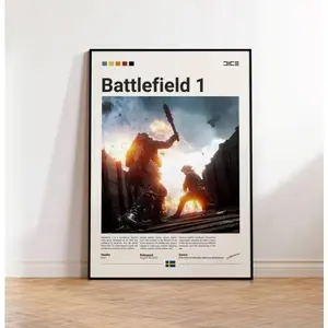 Dopamine Decor Bedroom Poster Battlefield 1 Poster, Video Game Poster, Gift For Battlefield Fan, Gamer Gift-Unframed Canvas Game Poster Decoration Photo Colorful Ornaments Wall Artistic