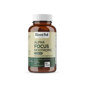 Rootful Mind Alpha Focus Nootropic - Memory and Focus Brain Booster Supplement with Choline, Citicoline, GPC, L-Tyrosine, Bacopa Monnieri, Gingko Biloba, DMAE, Niacinamide, Lion's Mane - 60 Capsules