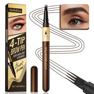 HelloKiss 4-Tip Microblade Brow Pen, Waterproof Sweat-Proof, Quick-Drying & Smudge-Proof, Natural Hair-Like Wild Brows, Beginner-Friendly
