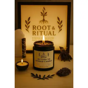 Return to Sender Candle with Spell Card | Banishing & Reversal Ritual | Root work Hoodoo Protection