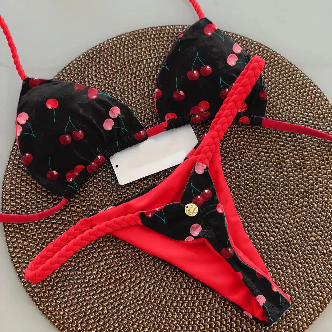 New Women's Bikini Split Print Swimwear Fashion G-string Beach Holiday summerwins